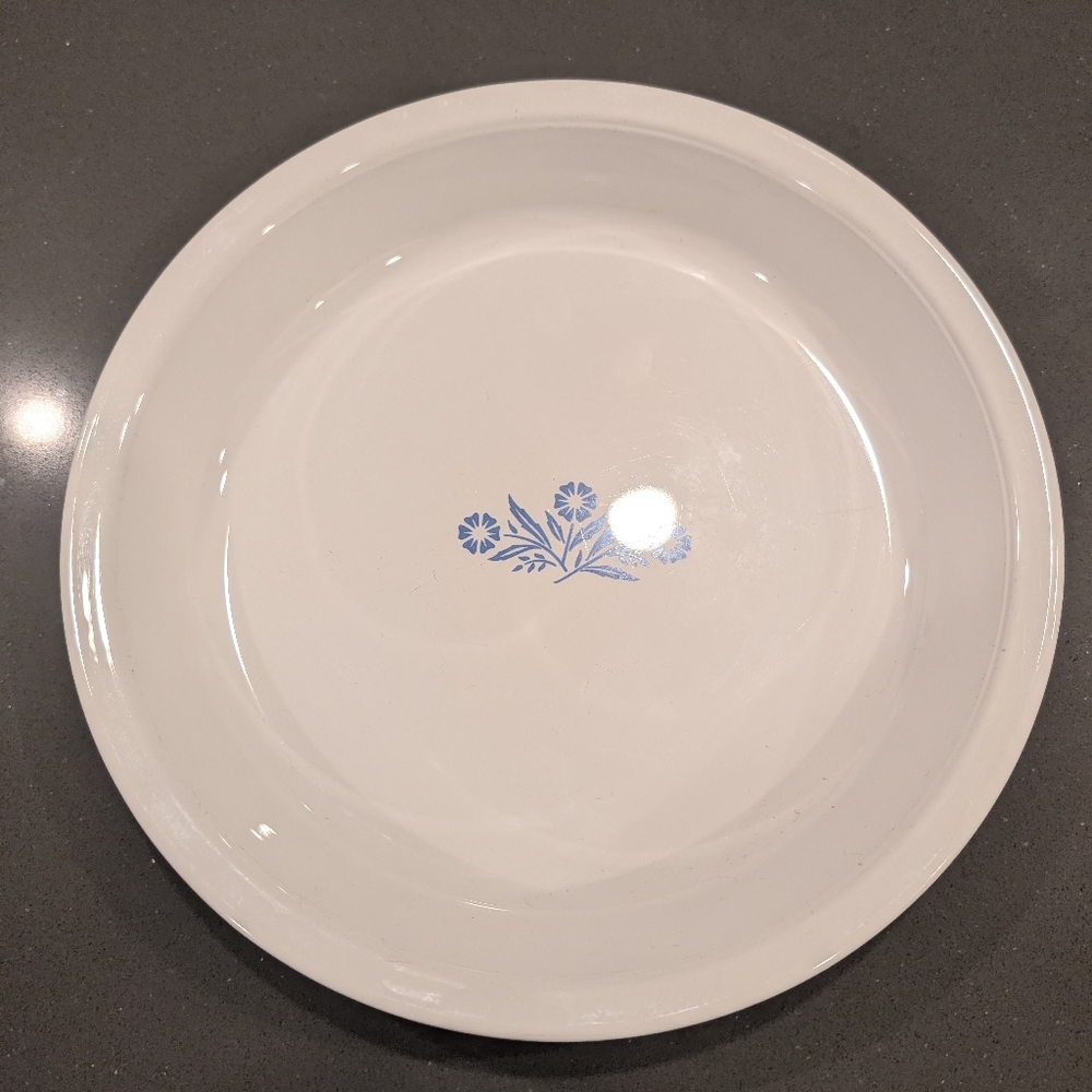 Cornflower Blue Corning Ware White 9 Inch Pie Baking Dish